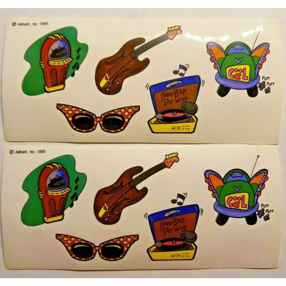 Vintage 1990 Admark‎ Inc Children Meal Fast Food Toy Prize Stickers 2 Sheets NOS
